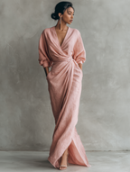 Ivette | Leinen Maxikleid mit fließendem V-Ausschnitt