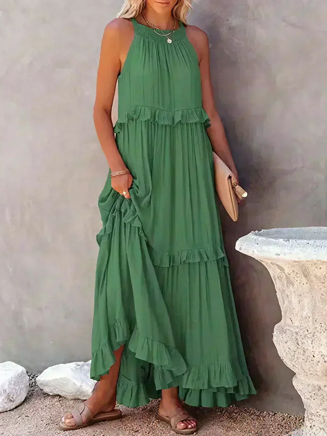 Lou | Elegantes ärmelloses Kleid mit Rüschen-Details