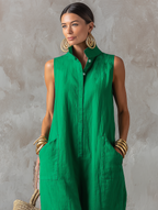 Selene | Entspannter Leinen-Jumpsuit mit Stehkragen