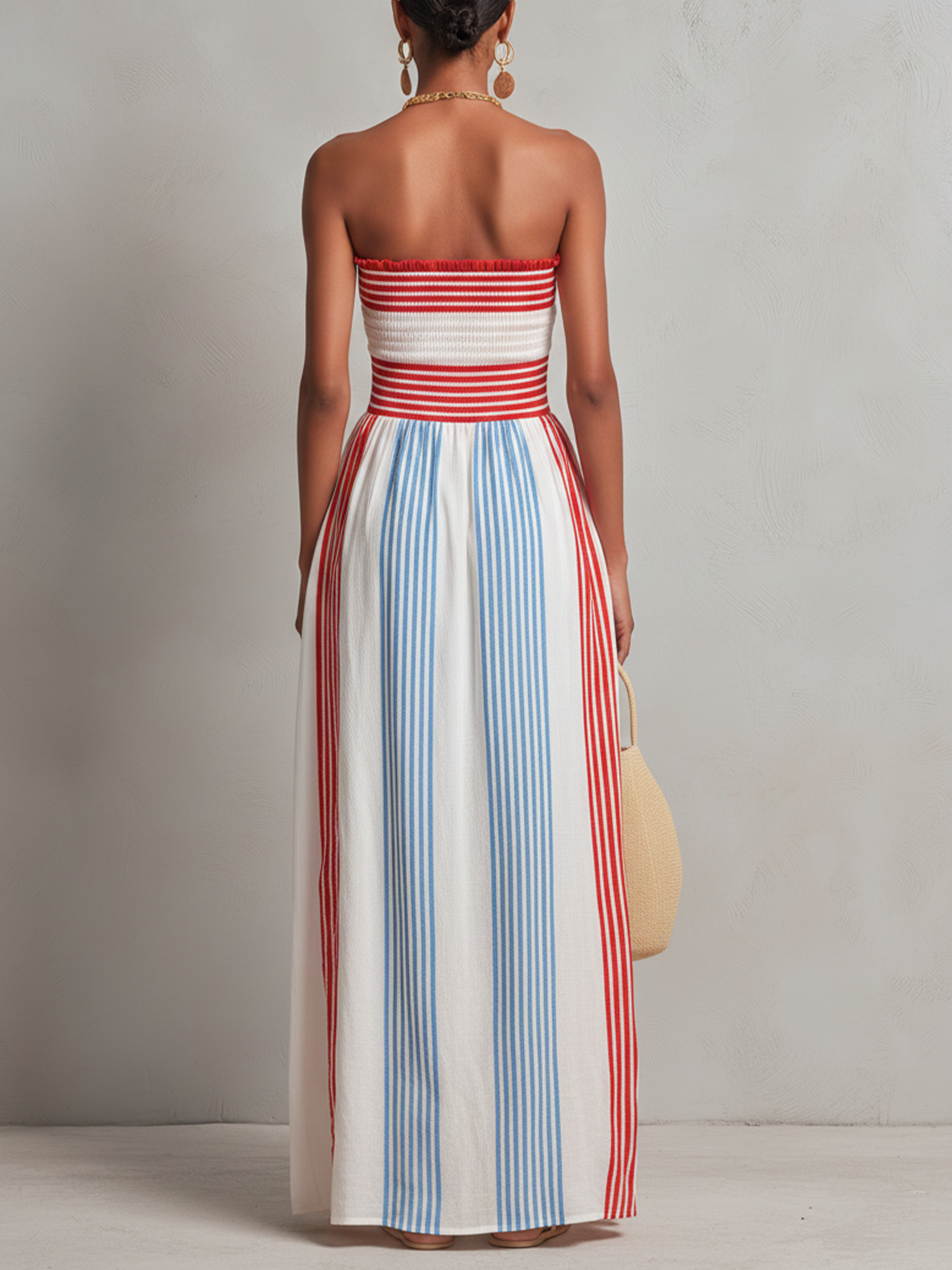 Talia | Strapless Striped Maxi Dress