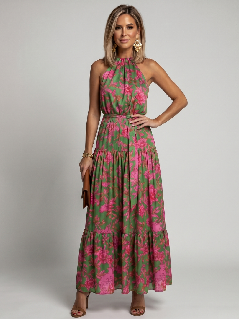 Emma | Draped Halter Neck Midi Dress