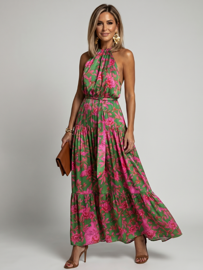 Emma | Draped Halter Neck Midi Dress