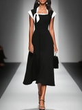 Delphine | Colorblock Midikleid mit rechteckigem Ausschnitt