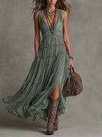 Camille | Bohemian Pleated Maxi Dress