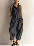Zaria | Ärmelloser Utility-Jumpsuit mit weitem Bein" could be rewritten as: "Zaria | Ärmelloser Utility-Jumpsuit mit weitem Schnitt