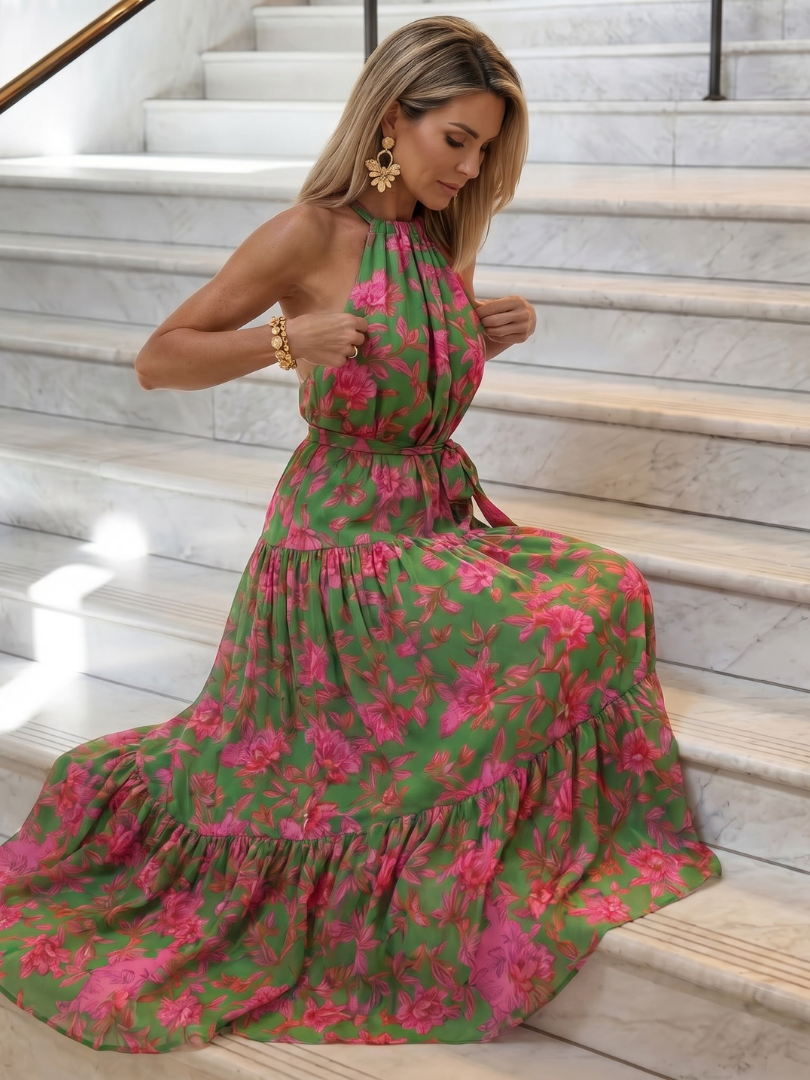 Emma | Draped Halter Neck Midi Dress