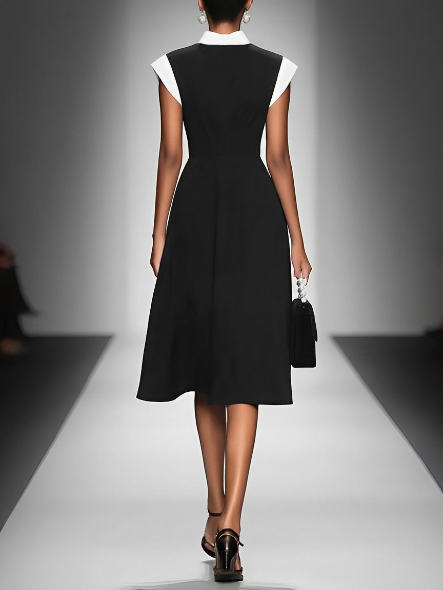 Delphine | Colorblock Midikleid mit rechteckigem Ausschnitt