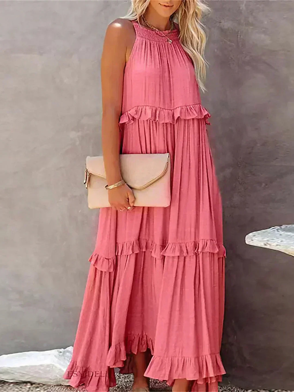 Lou | Elegantes ärmelloses Kleid mit Rüschen-Details