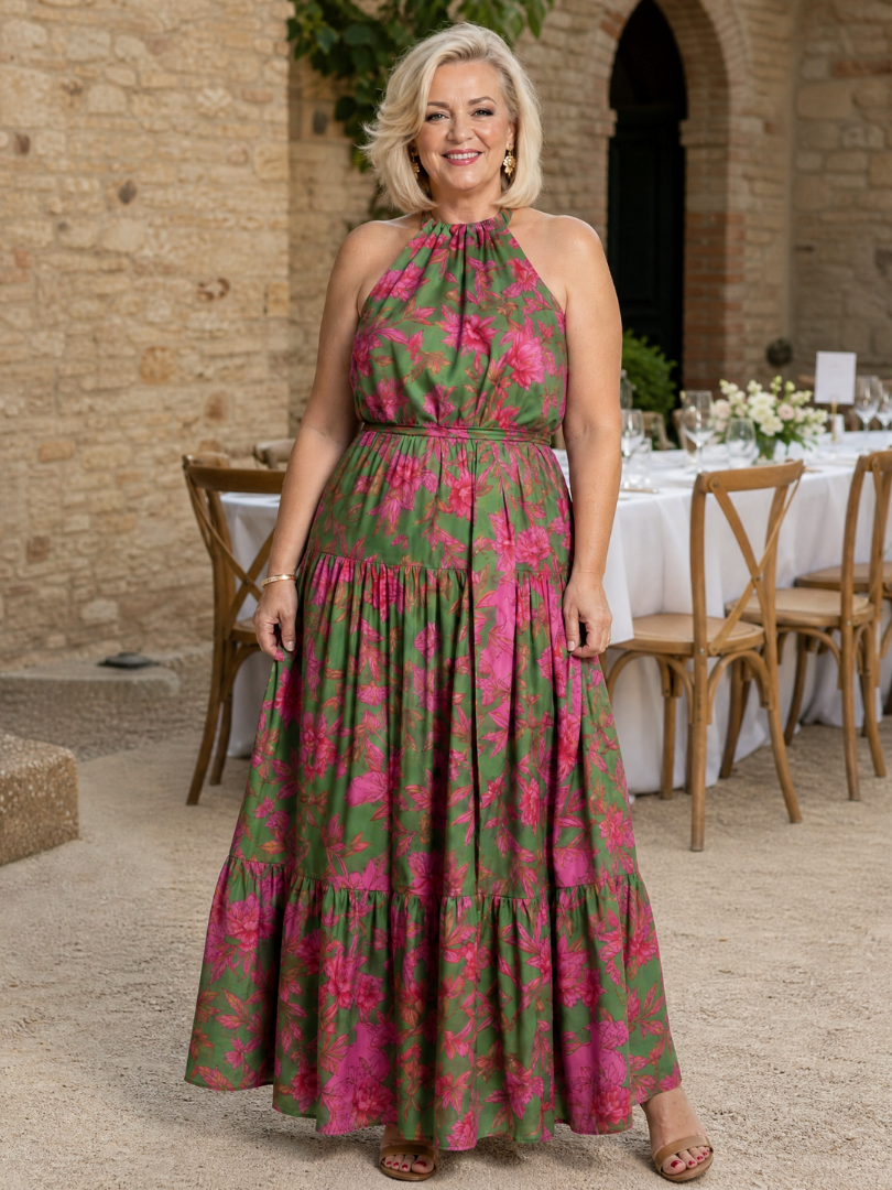 Emma | Draped Halter Neck Midi Dress
