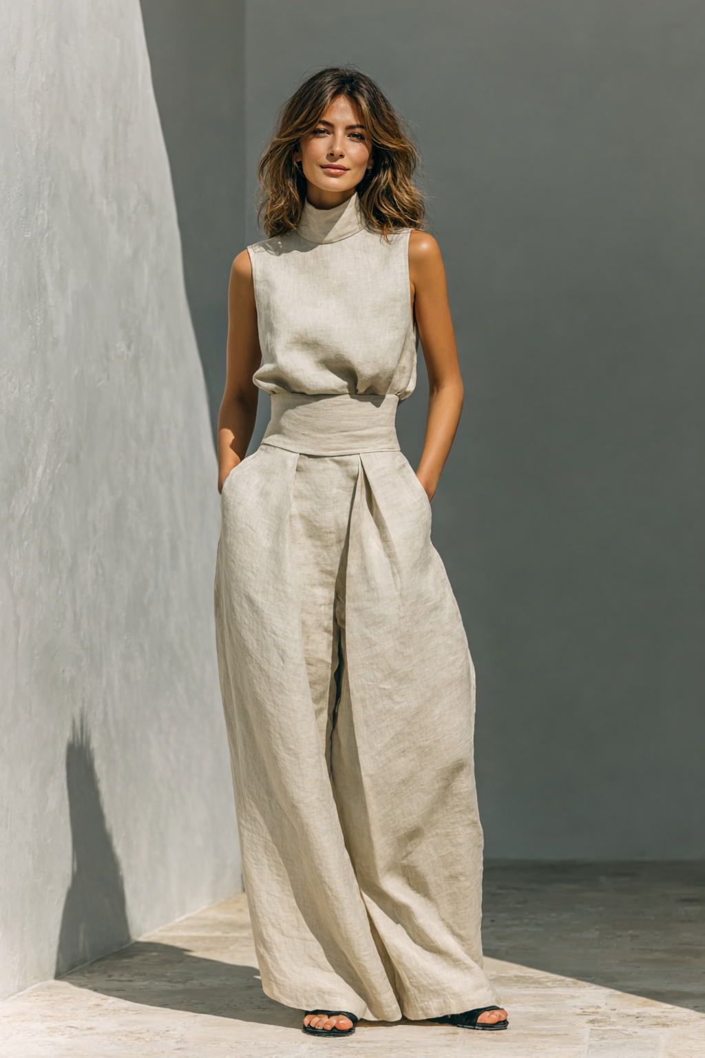 Maria | Minimalistisches Zweiteiler-Set mit weitem Bein" 

Rewritten: "Maria | Elegantes Zweiteiler-Set mit weitem Bein im minimalistischen Stil
