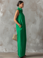 Selene | Entspannter Leinen-Jumpsuit mit Stehkragen