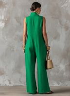 Selene | Entspannter Leinen-Jumpsuit mit Stehkragen
