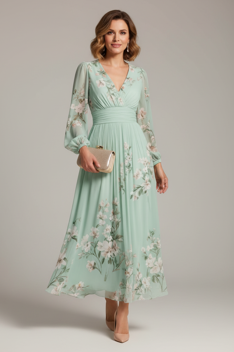 Prescela | Midi-Kleid mit floralem Design