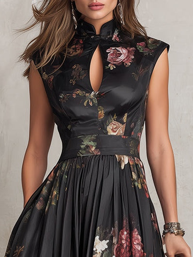 Lillian | Plissierter Satin-Blumen-Kleid