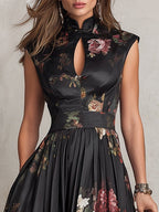 Lillian | Plissierter Satin-Blumen-Kleid
