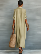 Manelle | Stilvolles Maxikleid in Olivgrün