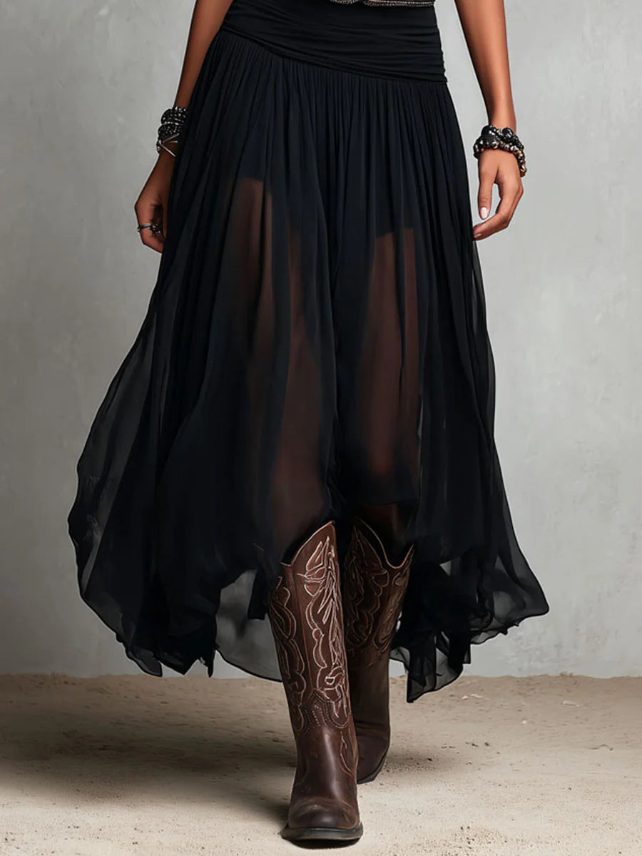 Odette | Elegantes Maxikleid aus Tüll mit Gürtel