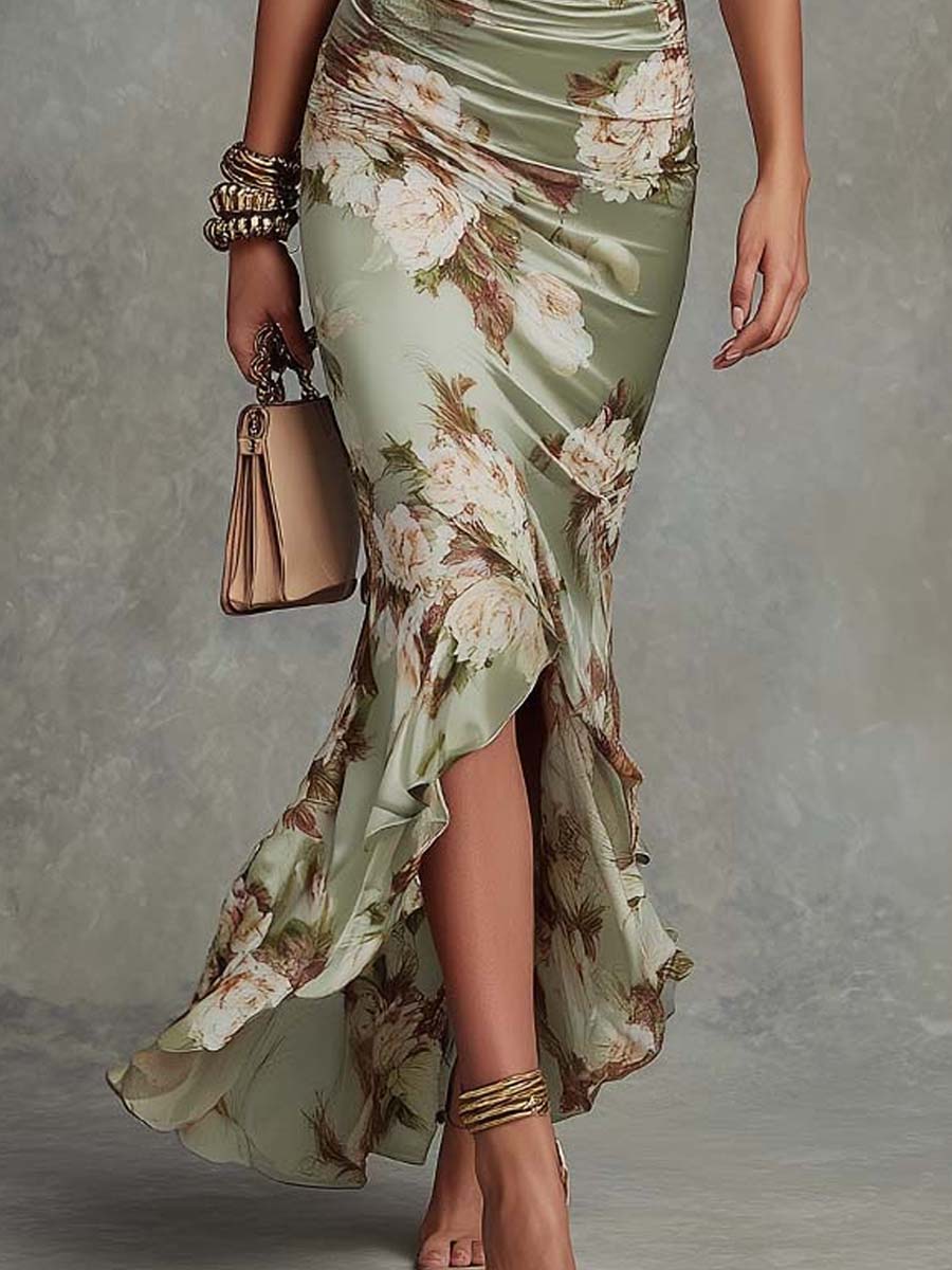 Anastasia | Langes Blumenmuster-Kleid
