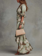 Anastasia | Langes Blumenmuster-Kleid