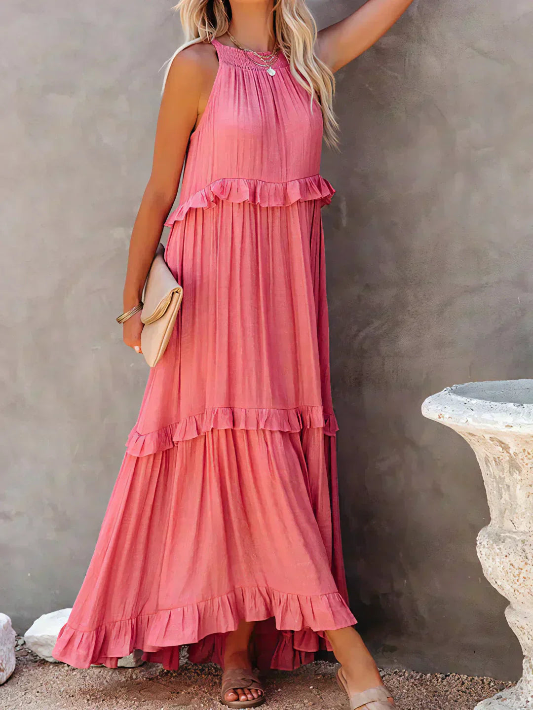 Lou | Elegantes ärmelloses Kleid mit Rüschen-Details