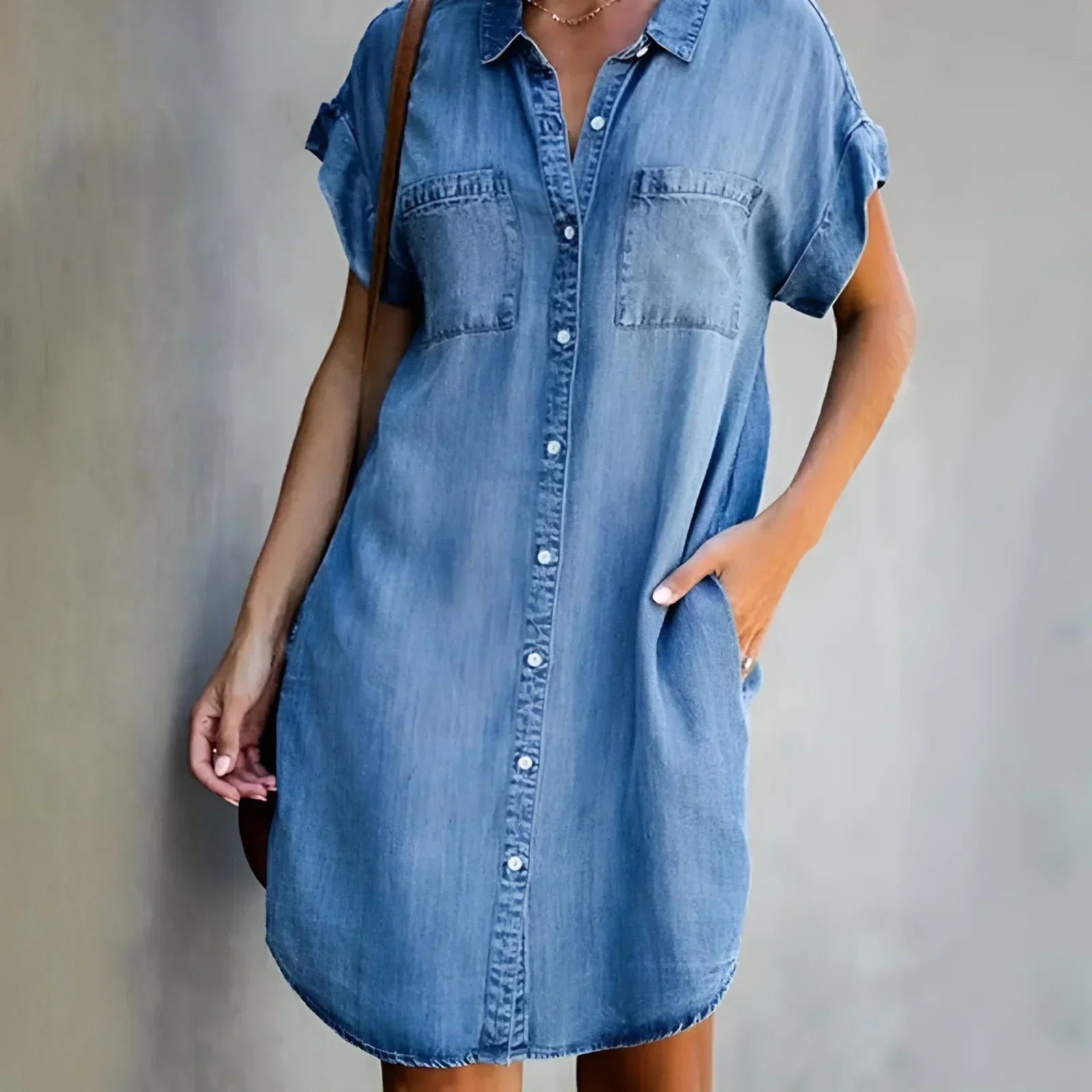 Andrea | Lässiges Hemdkleid mit Knopfdetails