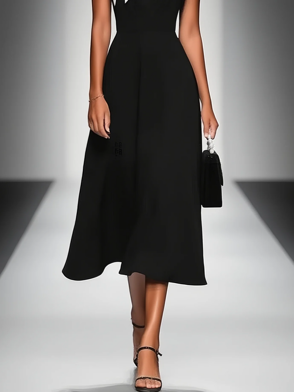 Delphine | Colorblock Midikleid mit rechteckigem Ausschnitt