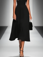 Delphine | Colorblock Midikleid mit rechteckigem Ausschnitt