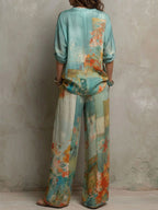 Chiara | Blumen-Hosen-Set mit weitem Bein