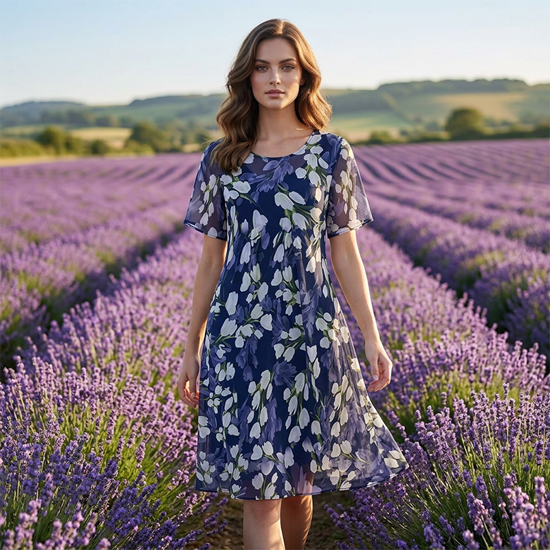 Liora | Elegantes A-Linien-Kleid mit floralem Muster