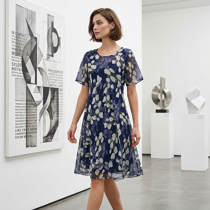Liora | Elegantes A-Linien-Kleid mit floralem Muster