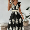 Candela | Barockstil Maxikleid mit V-Ausschnitt