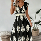Candela | Barockstil Maxikleid mit V-Ausschnitt